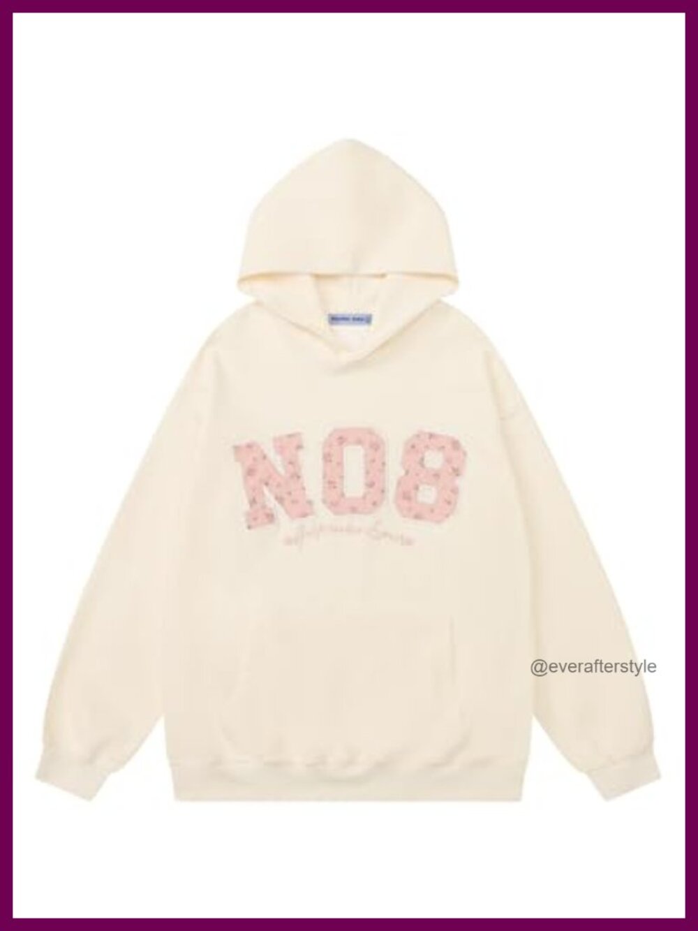 Oversized Graphic Hoodie Embroidered Flower Number Print Pullover